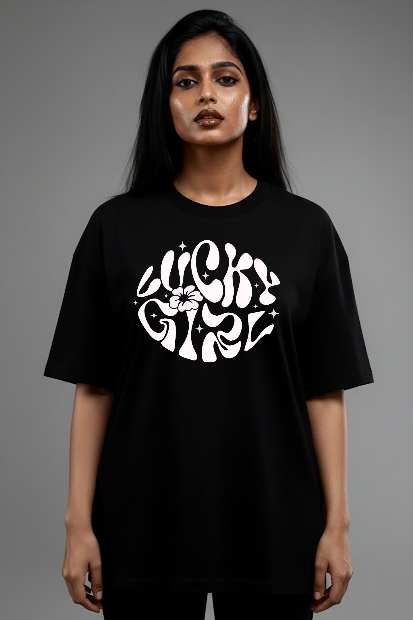 Lucky Girl/ 100% Cotton Over Size Tees