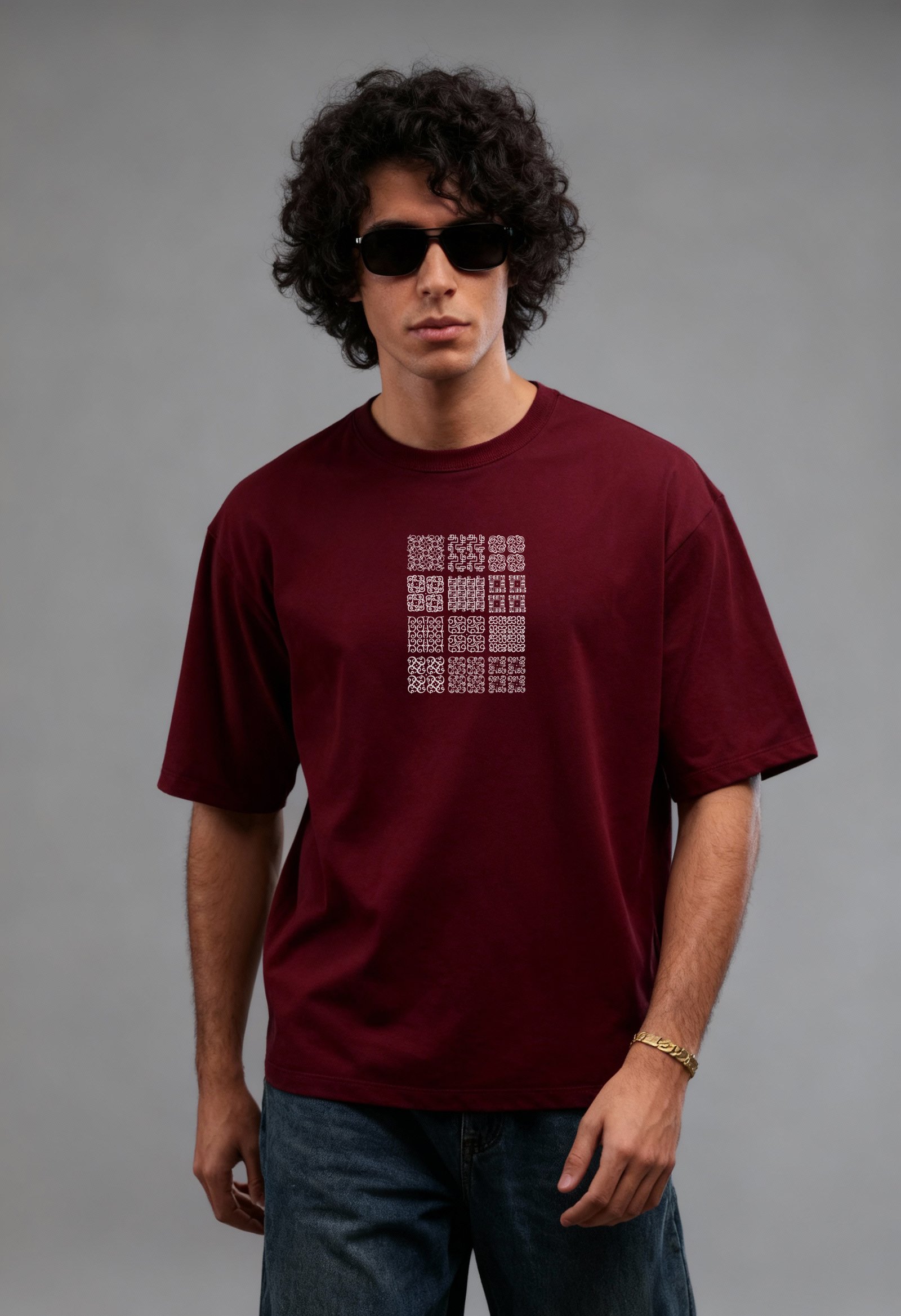 Uyir Eluthu Kolam/White Colour Screen Print/100% Cotton Half Sleeve T-Shirt/Unisex