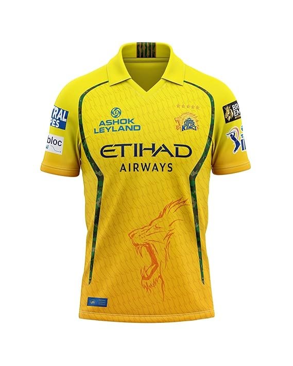 CSK Chennai Super Kings IPL Cricket New Jersey, Yellow, Dhoni No. 7, Unisex Fan T-Shirt
