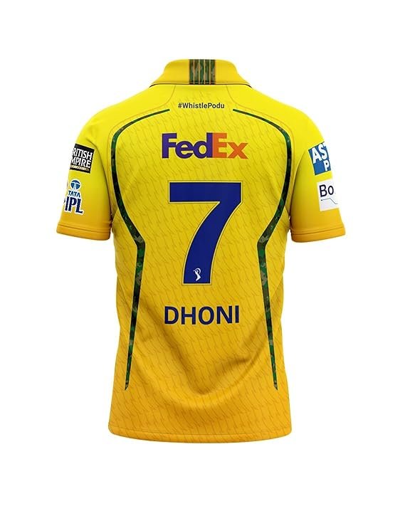 CSK Chennai Super Kings IPL Cricket New Jersey, Yellow, Dhoni No. 7, Unisex Fan T-Shirt